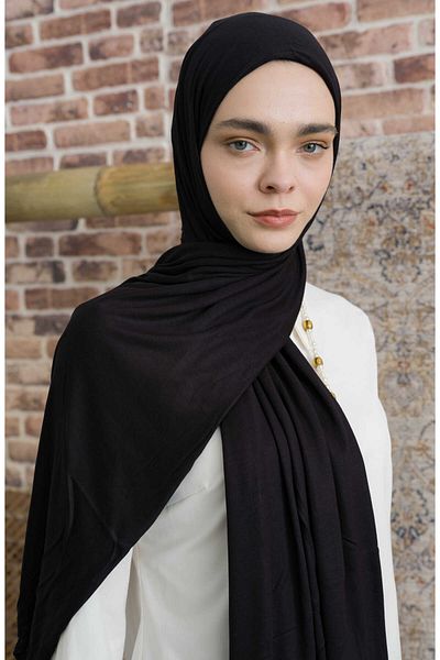 Fatma Atasoy Bamboo Combed Black Shawl