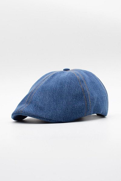 Külah Men's Adjustable Buckle 100% Cotton Denim Cap Hat - Blue