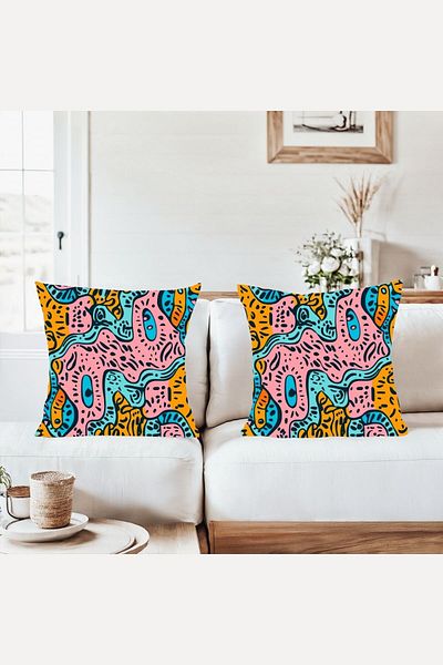 on the clouds Artistic Abstract Pattern Colorful Combination Hidden Zipper Throw Pillow Cover Sofa Pillowcase Set(2Pcs)
