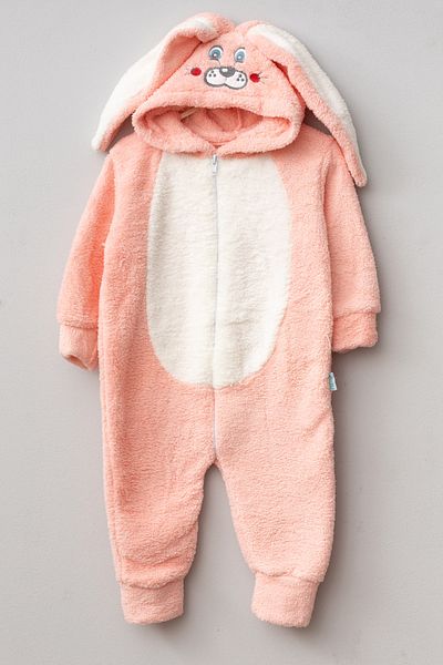 Teddy Pie Cute Rabbit Patterned Hooded Jumpsuit