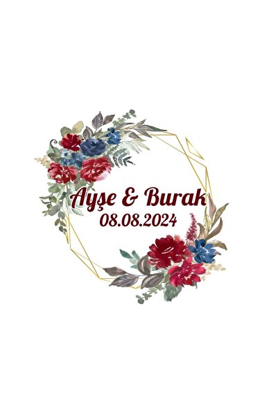 Reysa Tasarım ملصق مستطيل على شكل مخروط وفراولة هينا خطوبة زفاف 3 × 3 سم ملصق...