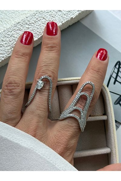 Rossetto Atelier Silver Chino Ring with Imported Drop Stones