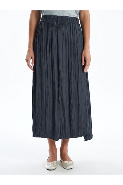 LC Waikiki Women's Elastic Waist Plain Pleated Satin Skirt