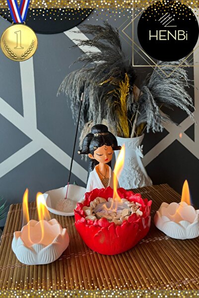 DEKORANLA 3D Tasarımlı Masa Üstü Şömine, Tütsülük ve Mumluk, Bioethanol, Taş ...