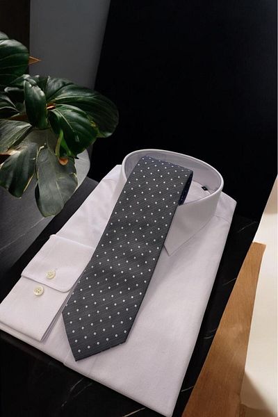 Sarar Polka Dot Anthracite Micro Tie