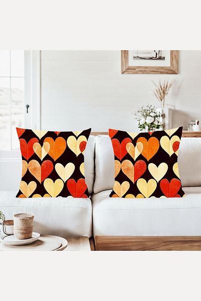 on the clouds Colorful Hearts Combination Hidden Zippered Throw Pillow Cover Sofa Pillow Case Set (2Pcs)