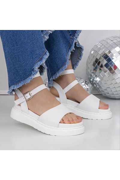 Kalapod Women's white sandals made of organic leather Selenda