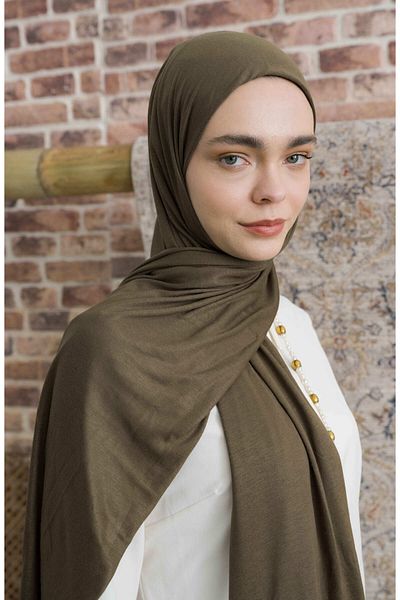 Fatma Atasoy Bamboo Combed Khaki Shawl