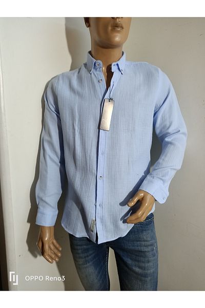 NÇB Спортна памучна риза с дълъг ръкав slim fit