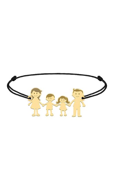 BijuBOX Brățară personalizată familie 4, fetită, băiețel, mamă, tată, argint 925 aur galben 24K BijuBOX