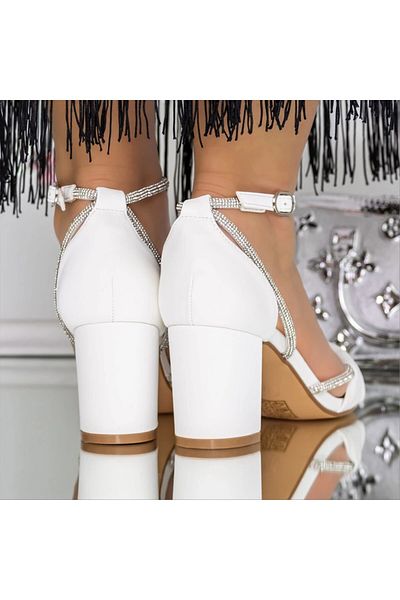 Kalapod Women's white satin heeled sandals Jalia