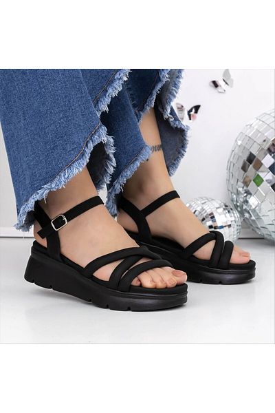 Kalapod Sandale dama negre din material textil Marsanita