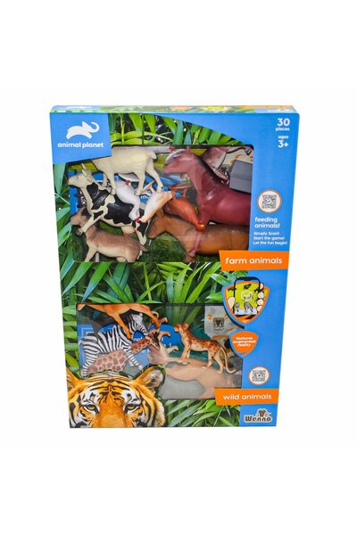 Nilly Toys SH-D6101 30 قطعة حيوانات المزرعة البرية في صندوق - لعبة فارديم