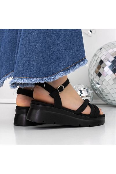 Kalapod Sandale dama negre din material textil Marsanita