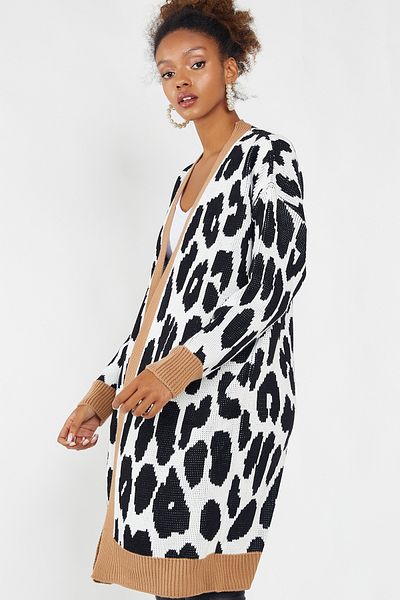 Hopoi Women's Leopard Pattern Garnished Cardigan