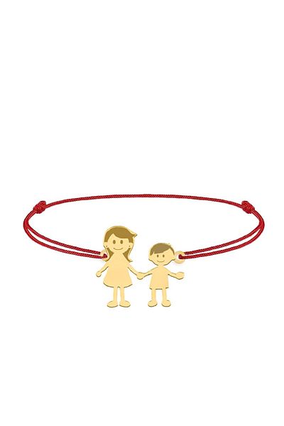 BijuBOX Brățară personalizată mama și băiețel cu șnur roșu, argint 925 placat cu aur 24K - Family 2 membri