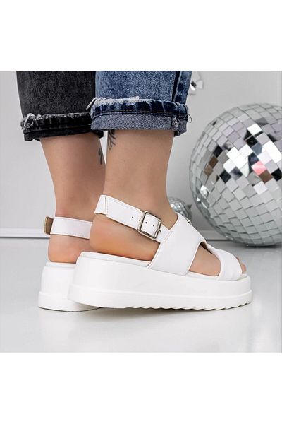 Kalapod Misura women's white textile sandals