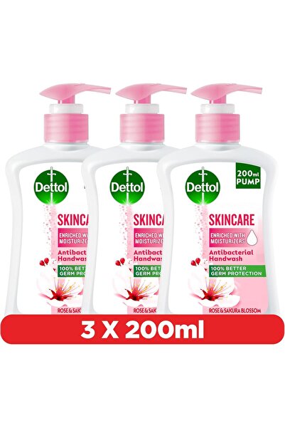 Dettol Handwash Liquid Soap Skincare Pump 200ml (Pack of 3)
