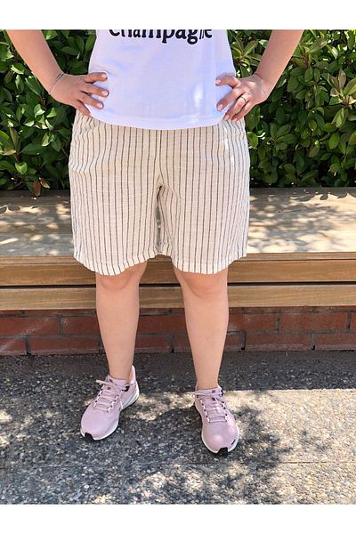 BAKTAGÖR Cotton Linen Shorts (Be Careful of the Thick Line and the Fine Line Color When Choosing)