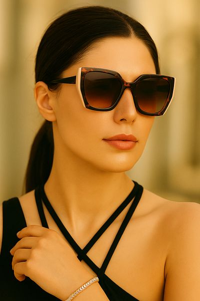 Merand Brown Leopard Patterned Women's Sunglasses – Oversized Frame