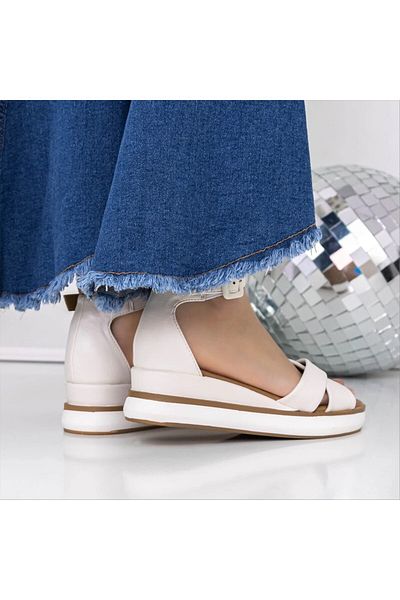 Kalapod Women's white high-heeled sandals made of organic leather Meduza