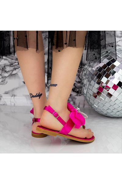 Kalapod Sandale dama roz din material textil Makara