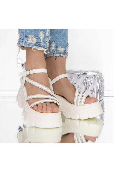 Kalapod Women's white platform sandals made of eco-leather Capriana