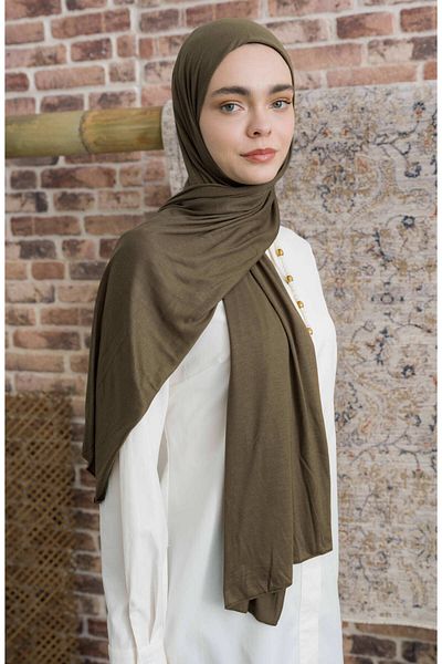 Fatma Atasoy Bamboo Combed Khaki Shawl