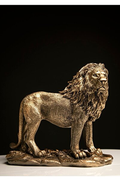 DEKORANLA Şık Yürüyen Aslan Heykeli Biblo Dekor Süs Objeleri, Hediye Fırsatı