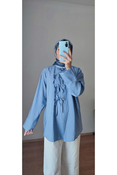 RİMA Blue Lace Detailed Shirt