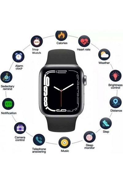FOXMAG24 Smartwatch with Bluetooth call, message sync, heart rate & sleep monitor, smart voice, black