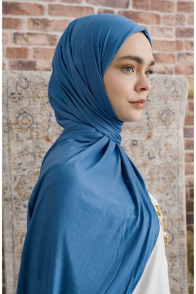 Fatma Atasoy Bamboo Combed Soft Blue Shawl