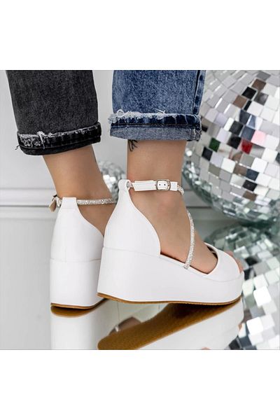 Kalapod Women's white platform sandals made of eco-leather Svetlana