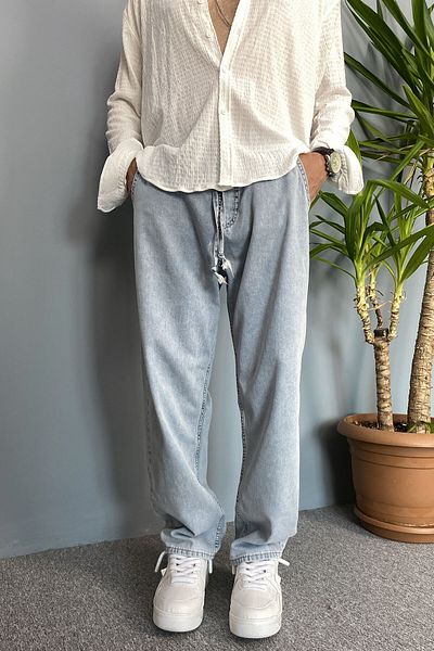 Alışveriş Sokağı Mesimlik Jeans with Lace-Up Waist and Elastic
