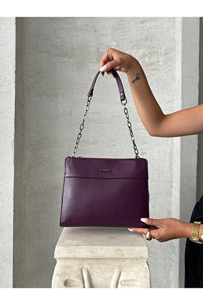 DERKON Arm and Shoulder Bag Genuine Leather Monica Model Purple