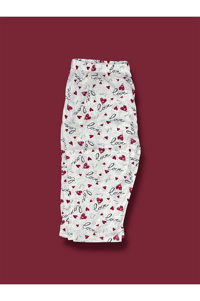 Erdenay Tekstil Patterned Combed Cotton Below Knee Large Size Maternity Women's Capri