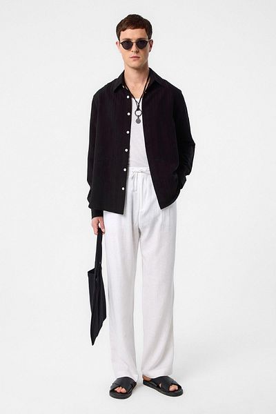 Antioch Black Striped and Textured Men's Shirt
