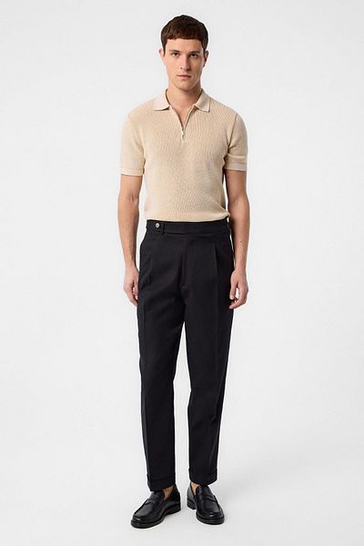 Antioch Black Italian Cut High Waist Men's Trousers
