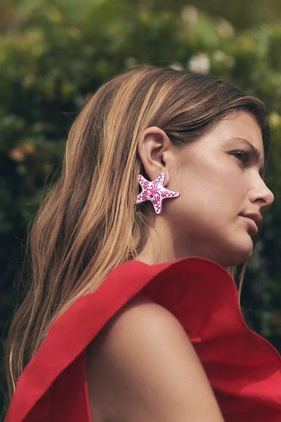 luxyansımalar Pink Star Model Earrings