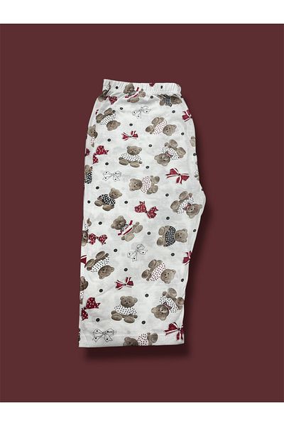 Erdenay Tekstil Patterned Combed Cotton Below Knee Large Size Maternity Women's Capri