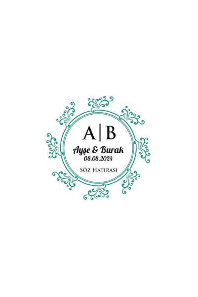 Reysa Tasarım ختم مربع بإطار نقطي مزدوج هينا خطوبة زفاف 3x3 سم ملصق مخصص / 50...