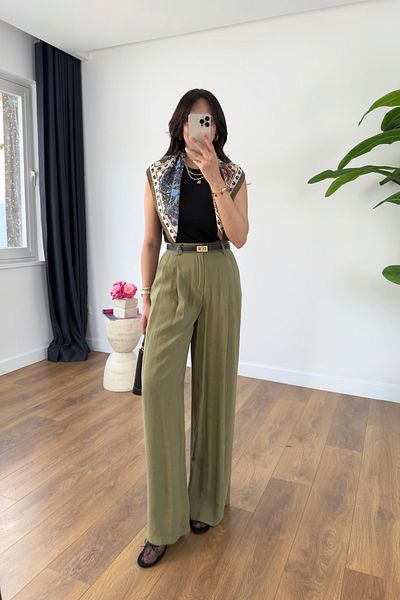 BİRCANÇİL Kolla Khaki Premium Pleated Trousers