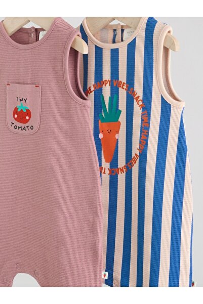 Next Baby 100% Cotton Multi Bright Waffle Printed 2-Piece Romper Set