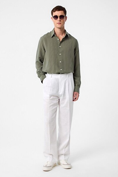 Antioch Khaki Striped and Textured Men's Shirt