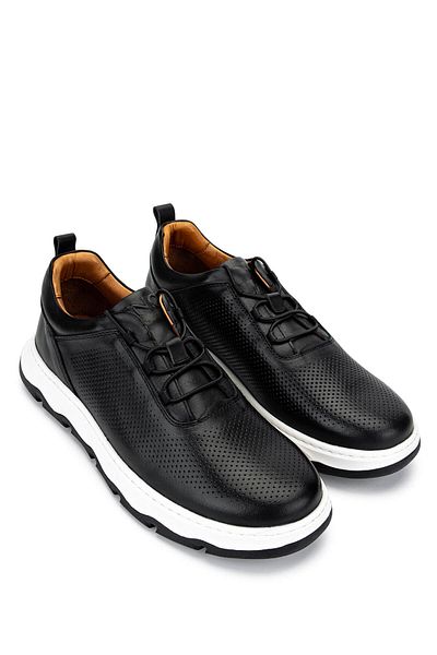 Tamer Tanca Men's Genuine Leather Black Casual Shoes