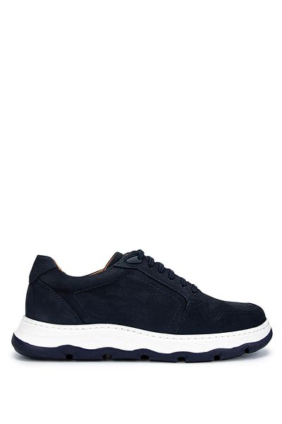 Tamer Tanca Men's Genuine Leather Navy Blue Nubuck Casual Shoes