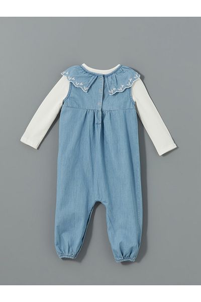 LC Waikiki Embroidered Collar Detailed Baby Girl Blouse and Jumpsuit 2-Piece