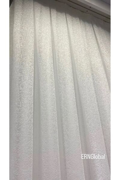 ÇnrGlobal Ütü İstemez Örme Kum Desen Orta Pileli Tül Perde Her Odaya Uygun Salon Perdesi En x Boy
