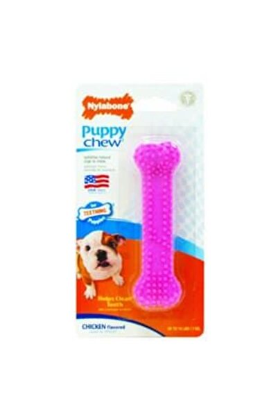 Nylabone مضغ الجراء عظمة أسنان وردية، مضغ نايلون صغير على شكل دجاجة