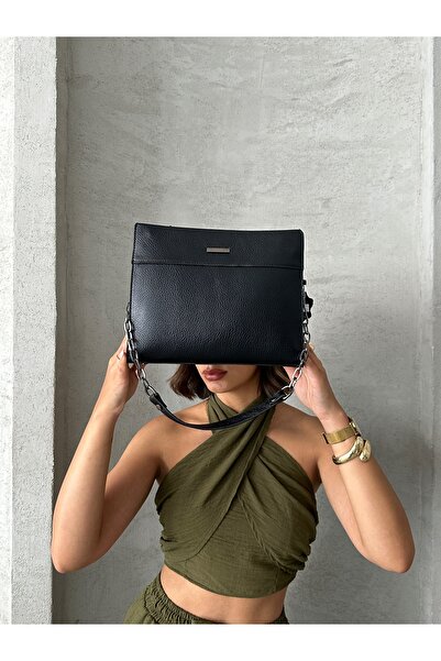 DERKON Arm and Shoulder Bag Genuine Leather Monica Model Black